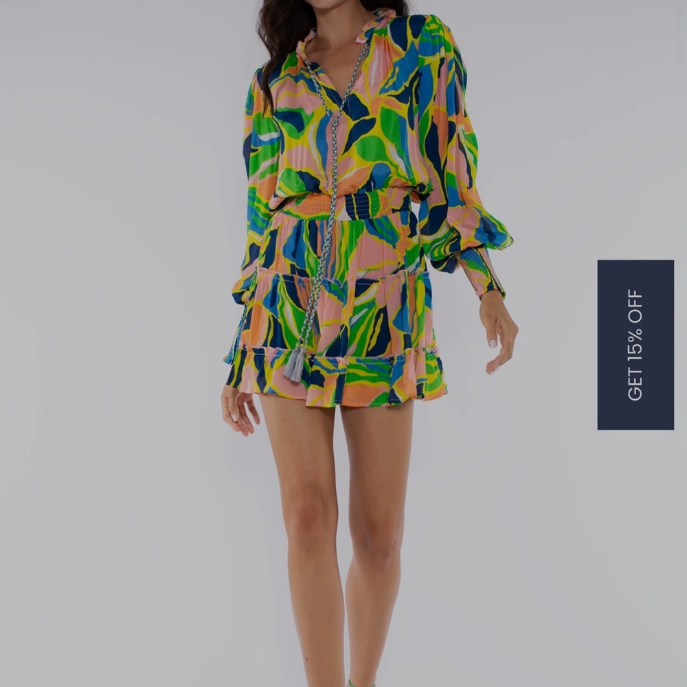 Taj by Sabrina Crippa Multicolor Long Sleeve Vacation Mini Dress